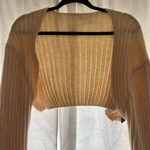 SHEIN Cream Ribbed Cropped Cardigan